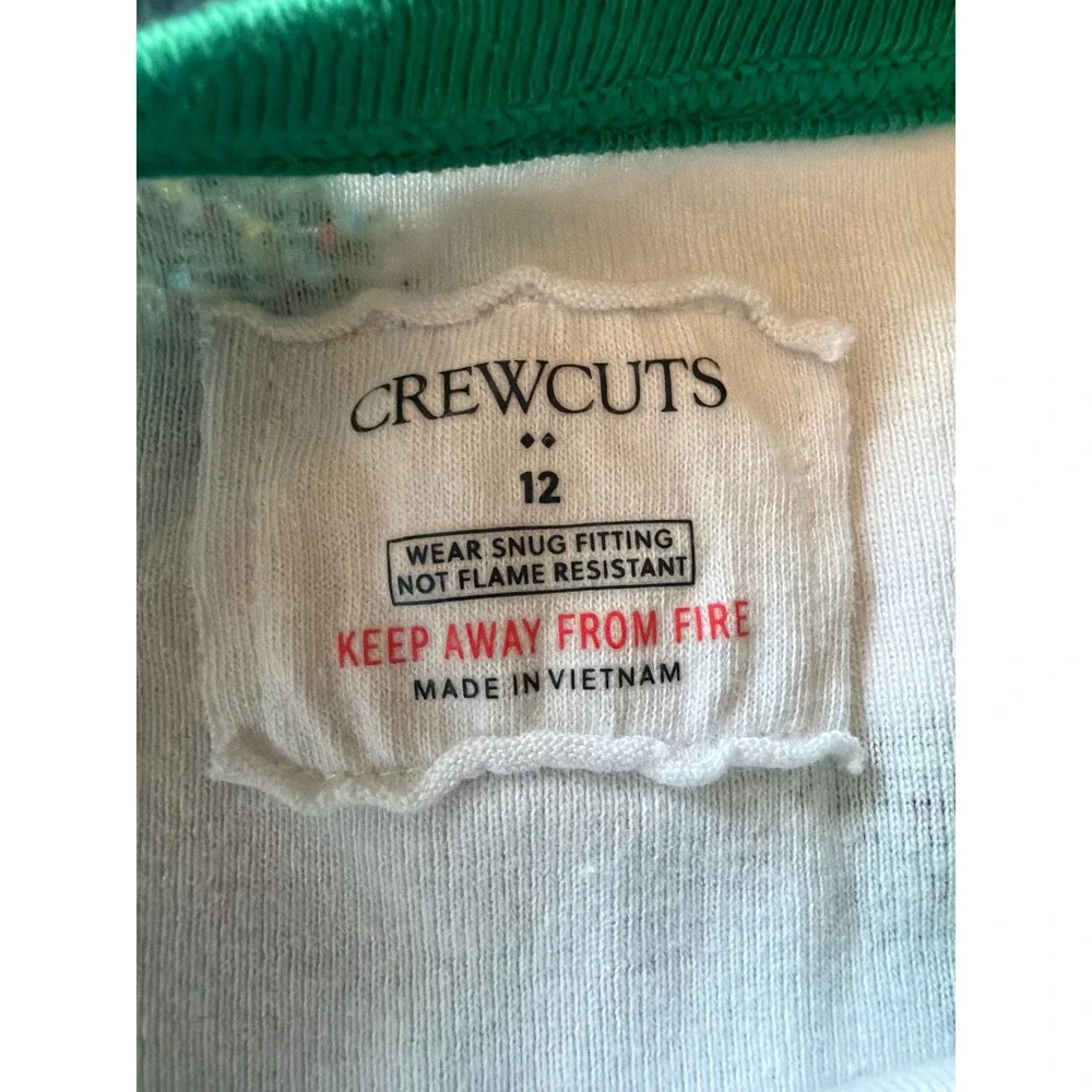 Crewcuts Pajama Set White Green Christmas Tree Holiday CM311 100% Cotton Size 12
